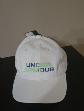 Under Armour White Cap with Blue and Green Embroidered Logo